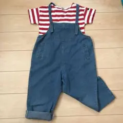 サロペット&ボーダーTシャツセット 140cm