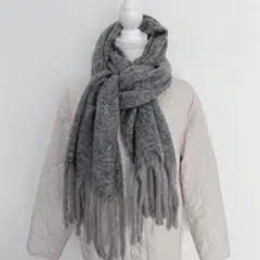 【新品　未使用】ミックスヤーンブークレーストール　ブラック　レディース　匿名配送