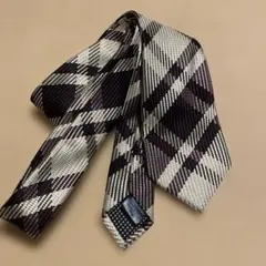 MALE&CO紫とグレーのチェック柄ネクタイ