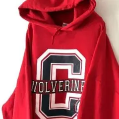 ジャージーズ WOLVERINES スウェット パーカー XL レッド 赤 古着