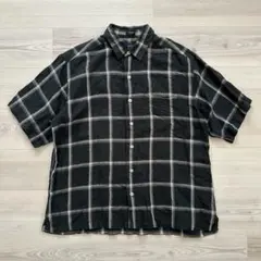 90s ARROW リネン コットン チェックシャツ ボックスシルエット Lのサムネイル