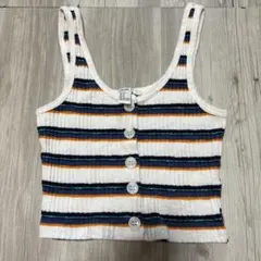 FOREVER 21 ボーダー リブ タンクトップ Sサイズのサムネイル