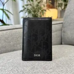 DIOR ディオール オブリーク カードケース パンチングレザー メタルロゴ