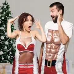 サンタ エプロン 2枚セット クリスマス コスプレ　おもしろパーティーグッズ