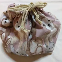 ウサギ柄(ピンク)のお弁当袋
