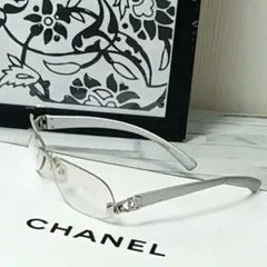 CHANEL　シャネル　サングラス　メガネ　シルバー　クリア　ココマーク　正規品のサムネイル