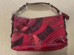 coach コーチ　バッグ　赤　レッド パッチワーク ワンショルダーバッグ