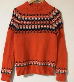 【ユニセックス】L.O.G.G.×H&M ノルディック柄 オレンジ ニット