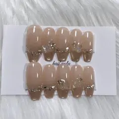 ネイルチップ現品 韓国 マグネット 蝶々 ビジュー フラッシュ ワンホン 上品