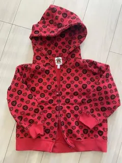 BAPE マイロ 総柄 フルジップパーカー レッド 110cm最終値下げ