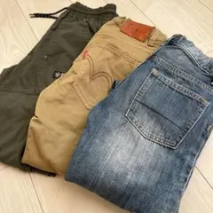 秋色 キッズ ロングパンツ 3本セット まとめ売り 150のサムネイル