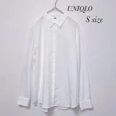 ユニクロ 長袖シャツ ワイシャツ ブラウス シンプル ホワイトS a0384