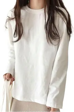 レディース 長袖Tシャツ 無地 クルーネック カットソー シンプル