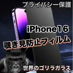 プライバシー保護！【iPhone 16】覗き見防止ゴリラガラスフィルム