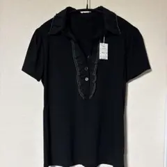 COMME CA フリル 半袖ポロシャツ ブラックのサムネイル
