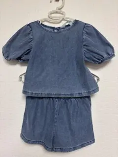 H&M デニムセットアップ パフスリーブ 104cm