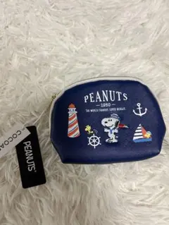 新品未使用 PEANUTS スヌーピー マリン柄 ポーチ ネイビーのサムネイル