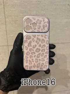 iPhone16ケース　白レオパード　ヒョウ柄　ホワイト　可愛い　惚れる