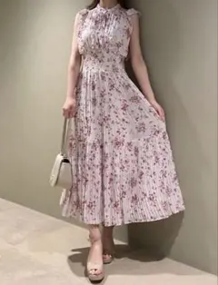 snidel Sustainableフリルプリントワンピース