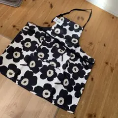 匿名配送エプロン花柄白黒北欧風