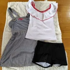 ALGY チェック柄サロペット 水着セット130センチ