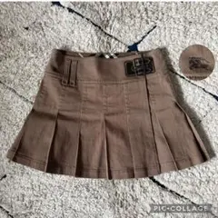 【美品✨】バーバリーブルーレーベル　プリーツスカート　ベルト　刺繍　ブラウン　M
