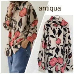 antiqua 大人が着て映える花柄シャツ　モダン　フラワープリント 長袖