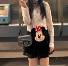 shein ミニスカート フリル付き黒フレアスカート