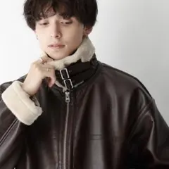 RAGEBLUE シンセティックレザーフライトジャケット ムートンコート