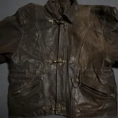 80-90's vintage 本革 レザーファイヤーマンジャケット ショート丈