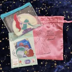 【未使用/3点】ディズニー プリンセス アリエル ステッカー ポーチ 巾着