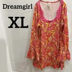Dreamgirl 70sレトロ・サイケ柄ワンピ 【XL】ヒッピー仮装 コスプレ