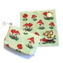 週末価格❗️FEILER フェイラー マッシュルームフォレスト ハンカチ ポーチ