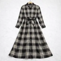 美品 ポロラルフローレン マキシ丈チェックシャツワンピース S