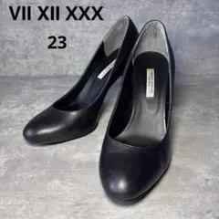 【美品】Ⅶ Ⅻ XXX セブントゥエルブサーティー　パンプ　レザー　プレーン　黒