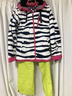 ESTIVO レディース　M スノーボードウェアセット（ゼブラ柄/蛍光イエロー）