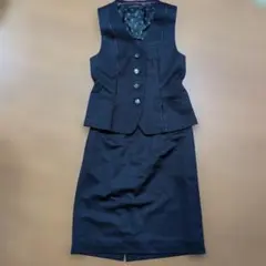 PATRIC COX 事務スーツ　レディース黒 ストライプ ベスト&スカート