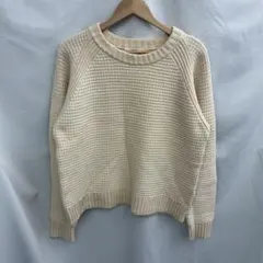 【幻の糸】ガラ紡 ガンジーセーター アイボリー　コットンニット XL 手紡ぎ風 幻の糸】ガラ紡 ガンジーセーター アイボリー コットンニット XL 手