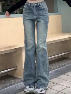 ブーツカットデニム フレアパンツ ライトブルー