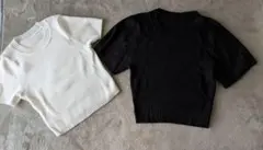 ★セーター★サマーセーター★半袖★白、黒★2点セット