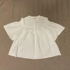 【美品】KBF コットンレース 半袖ブラウス ホワイトのサムネイル