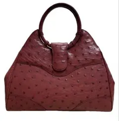 オーストリッチ 本革 ハンドバッグ レディース 大容量 赤系