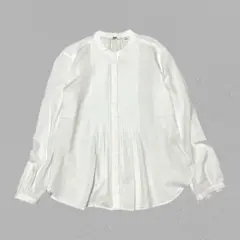 UNIQLO ユニクロ♡レーヨンピンタックブラウス　バンドカラー　ホワイト　S