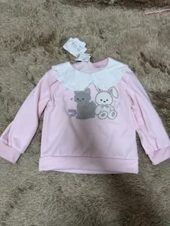 【新品タグ付】裏起毛　トレーナー　110cm 襟付きトレーナー　動物　うさぎ　猫