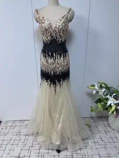 ラテンベージュ黒ドレス　gitane リメイク済　ネックレス付 ラテンベージュ黒ドレス gitane リメイク済 ネックレス付 - メルカリ