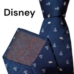 【美品】Disny ディズニー ネクタイ ネイビー ドナルド 碇 総柄