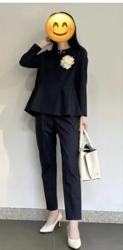 プラステ　ストライプブラウスパンツセットアップ