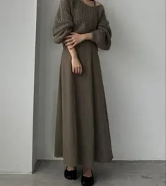 【美品】Louere ニットトップス×フレアキャミワンピース S モカ ブラウン