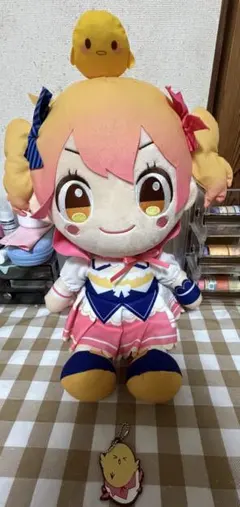 P丸様。メガジャンボぬいぐるみ　ピヨ丸ラバーキーホルダー