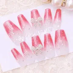 ネイルチップ ラメグラ フレンチガーリー ワンホン 量産型 韓国 バレリーナ